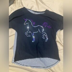 Total Girl brand, short sleeve shirt, sequin horse. Girl’s size 14